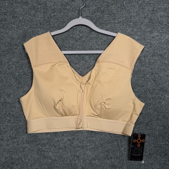 Tommie Copper Plus Sz 2XL Shoulder Support Sports Bra Nude with Front Zipper - Picture 3 of 9